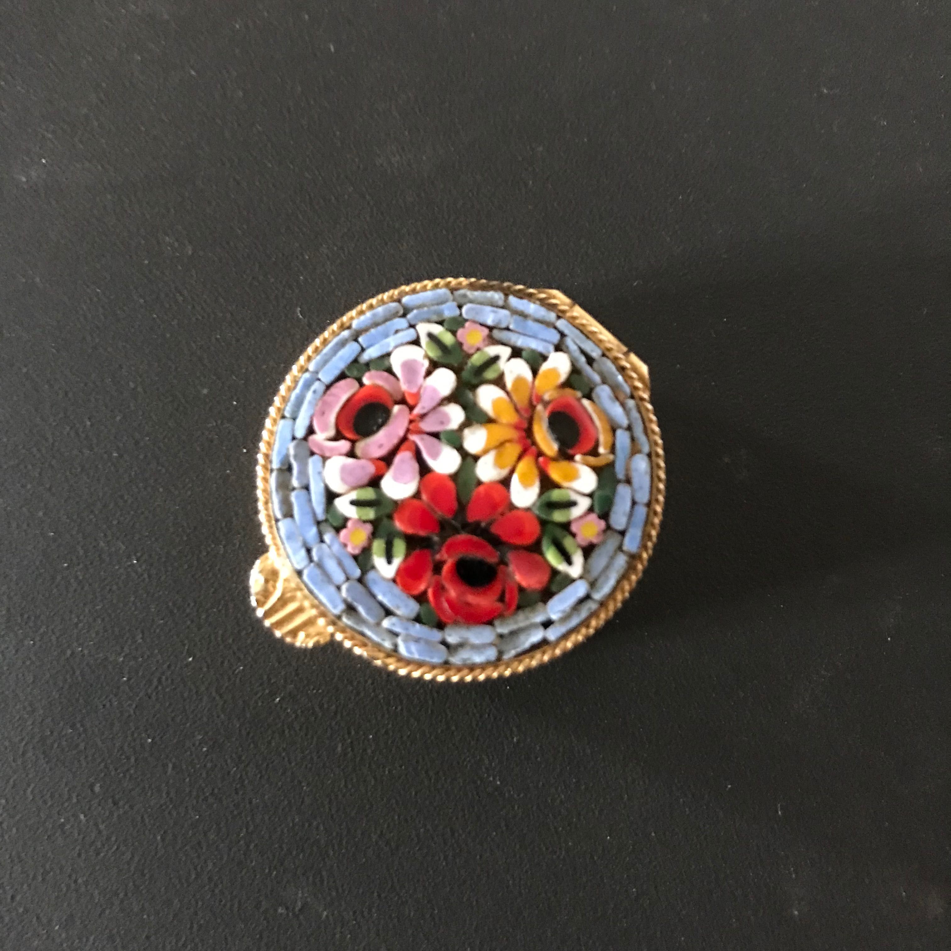 Molduras, Caixas, Alfinete ou broche milefiori micromosaico italiano