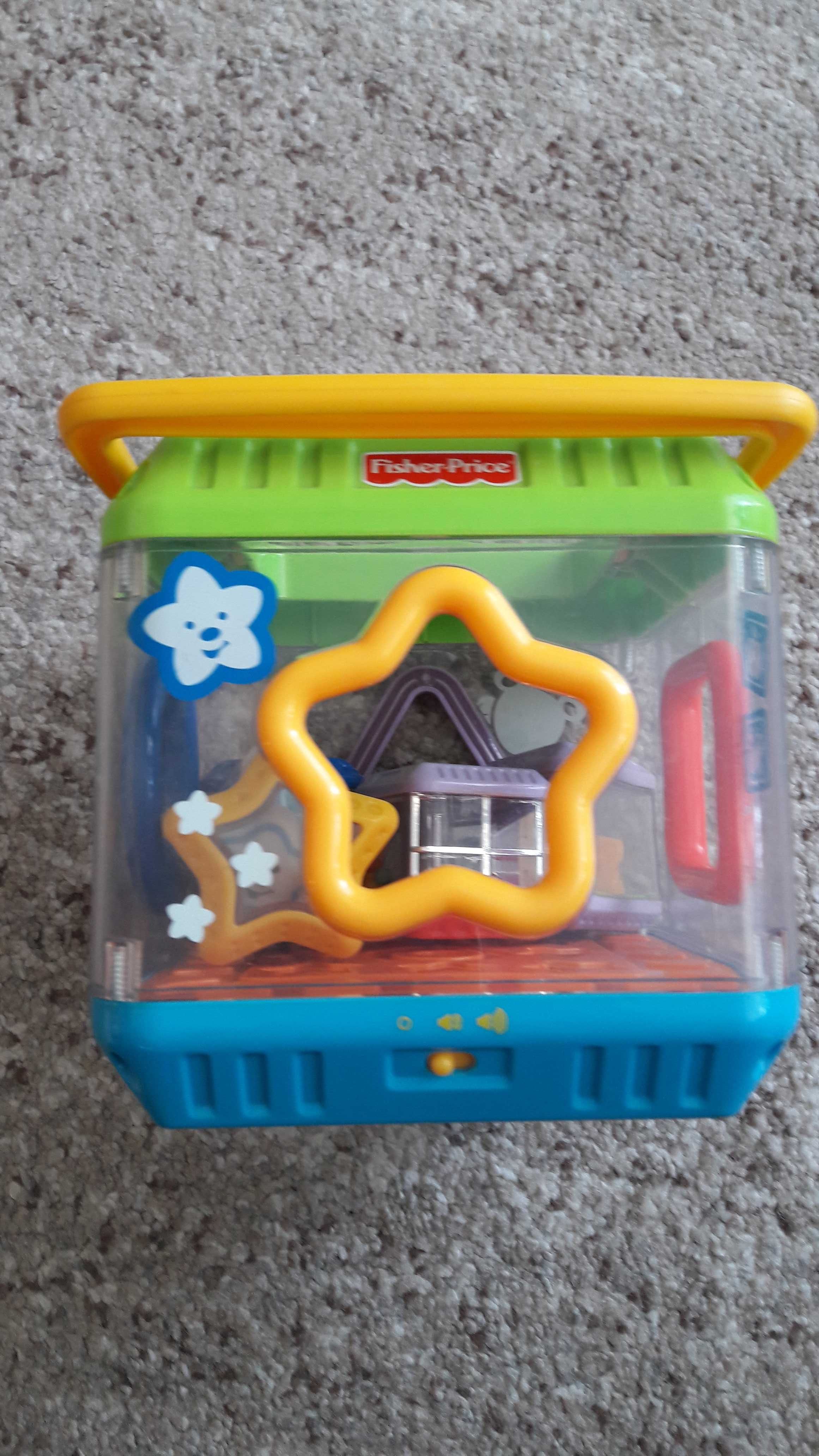 Grające wiaderko Fisher Price sorter + wieża z klocków