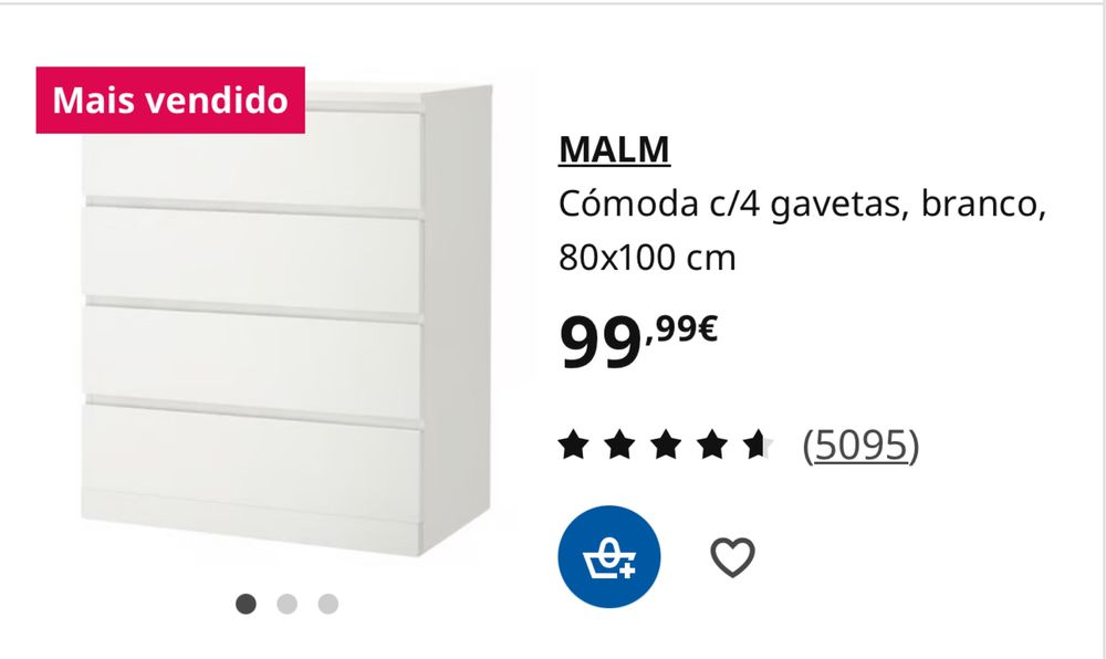 Cómoda 4 gavetas branca - embrulhada pronta a levar
