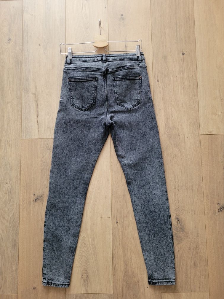 Spodnie jeansowe czarne szare skinny rurki gruby jeans przetarcia