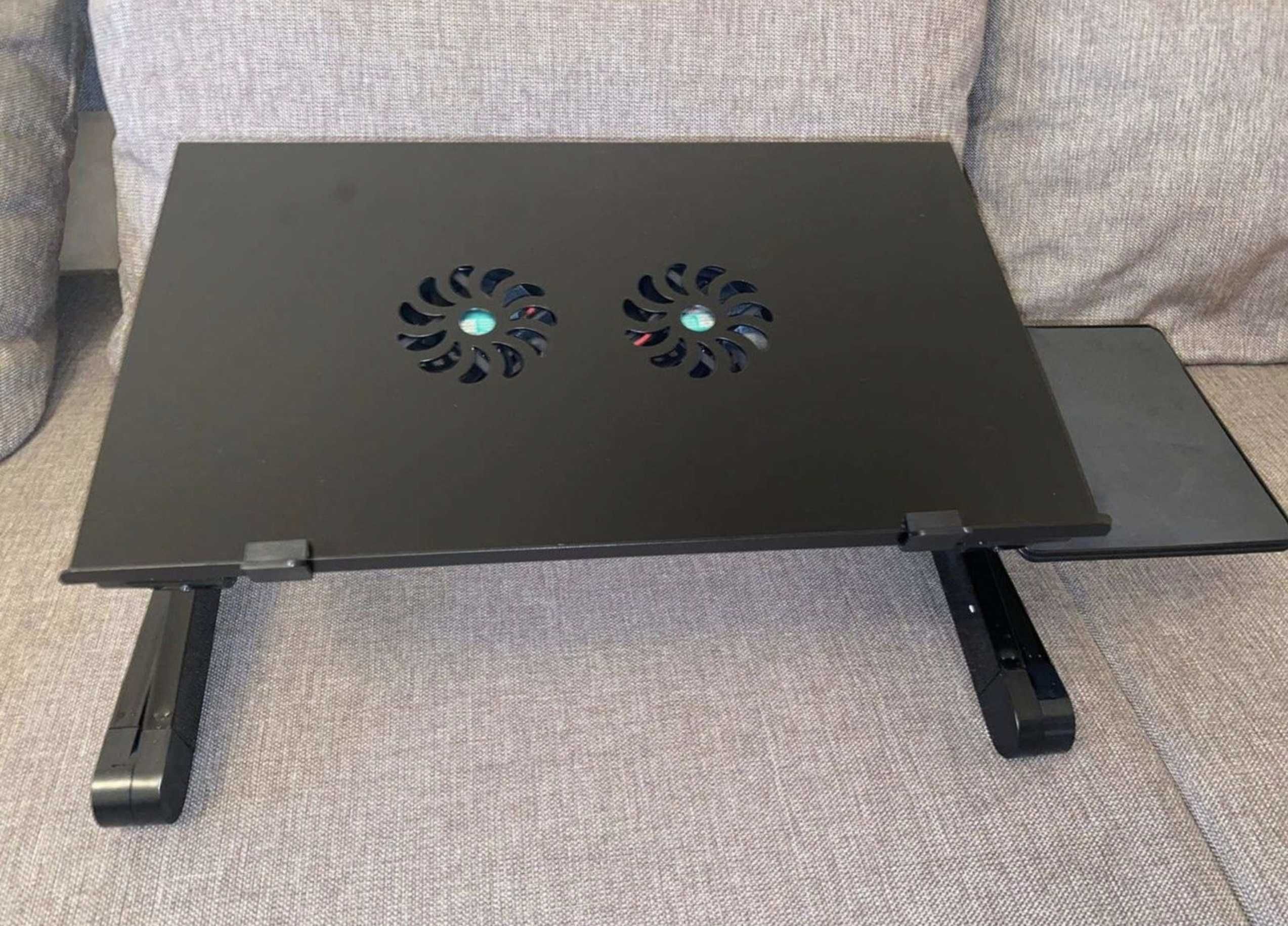 Столик для ноутбука подставка алюминий черная с активным охлаждением