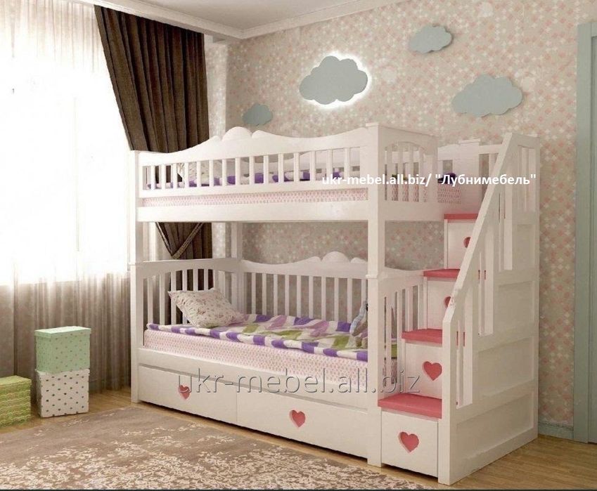 Ліжко двоярусне, двоповерхове, двухъярусная деревянная кровать Єва