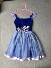 Sukienka na bal księżcznika niebieska kwiatki  98 3 latka