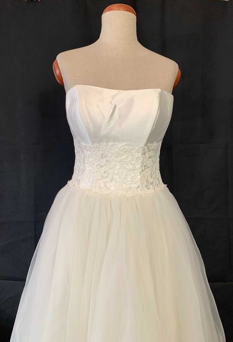 Nowa Krótka Suknia Ślubna S M 36 38 Wygodna midi księżniczka cywilny