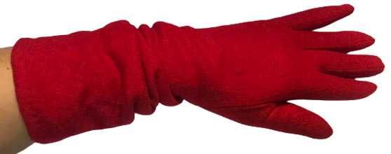 Rękawiczki damskie ciepłe wełniane długie 35cm Czerwony Wrocław