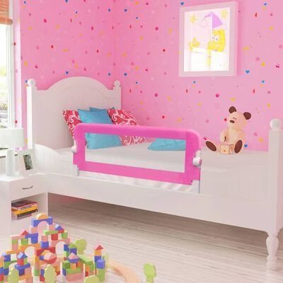 NOVO -Toddler Barra de segurança para cama 150 x 42 cm rosa