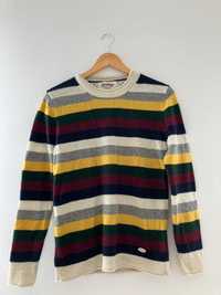 Vintage sweter w paski Surplus S 70% wełna