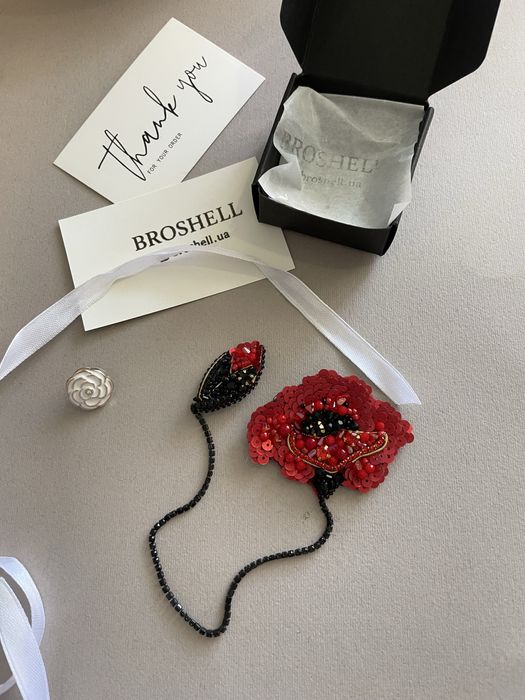 Брошка «Мак» – ручна робота