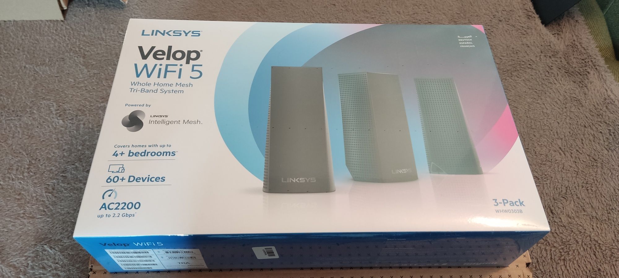 Router wi-fi Linksys Velop Mesh WiFi (2200Mb/s a/b/g/n/ac) zestaw 3szt