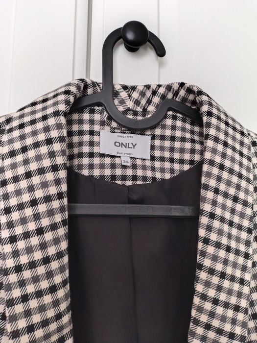 Marynarka Żakiet Only 34 XS krata kratka czarno biała