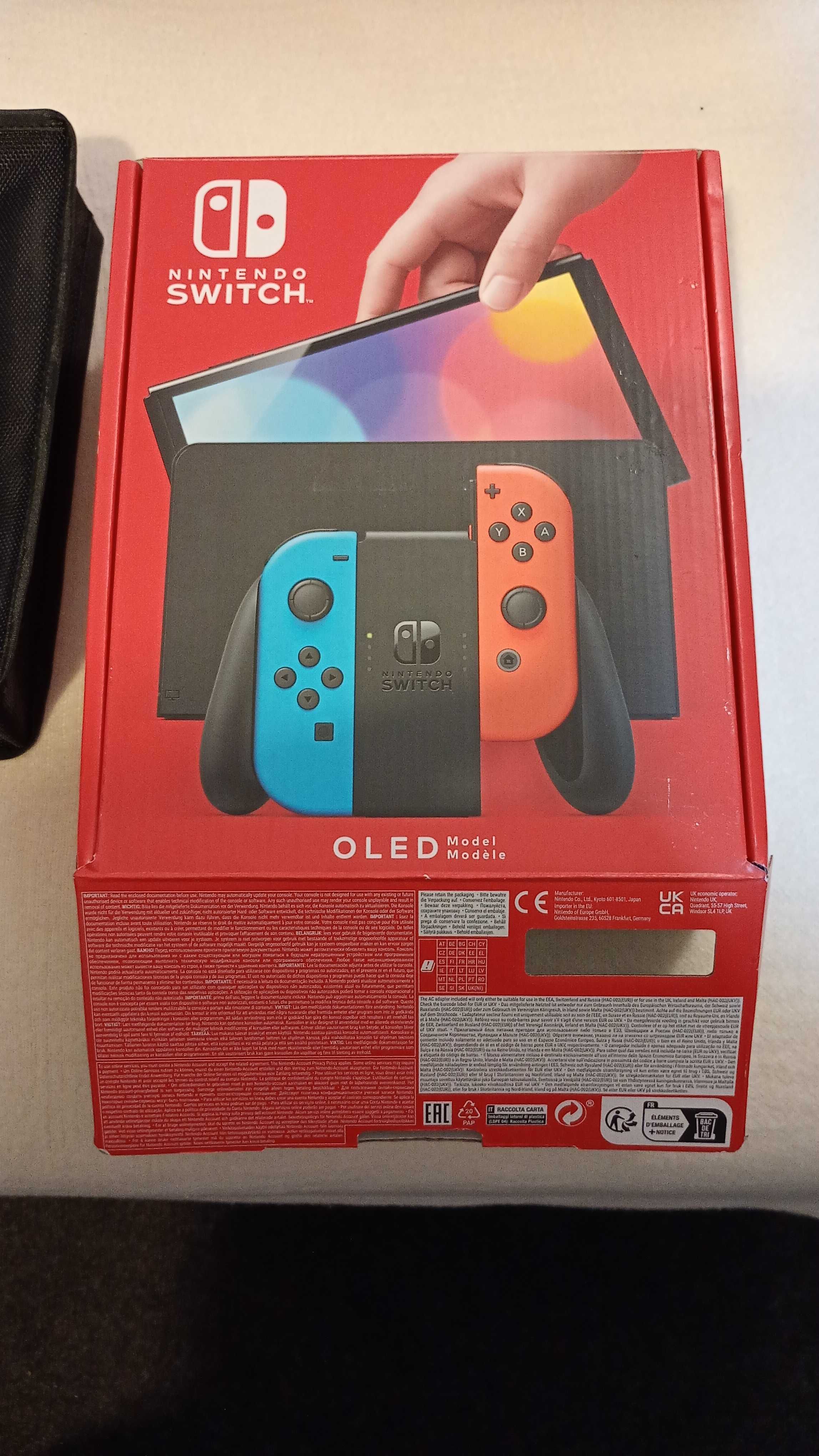 NINTENDO SWITCH OLED - komplet, pokrowiec, etui x2