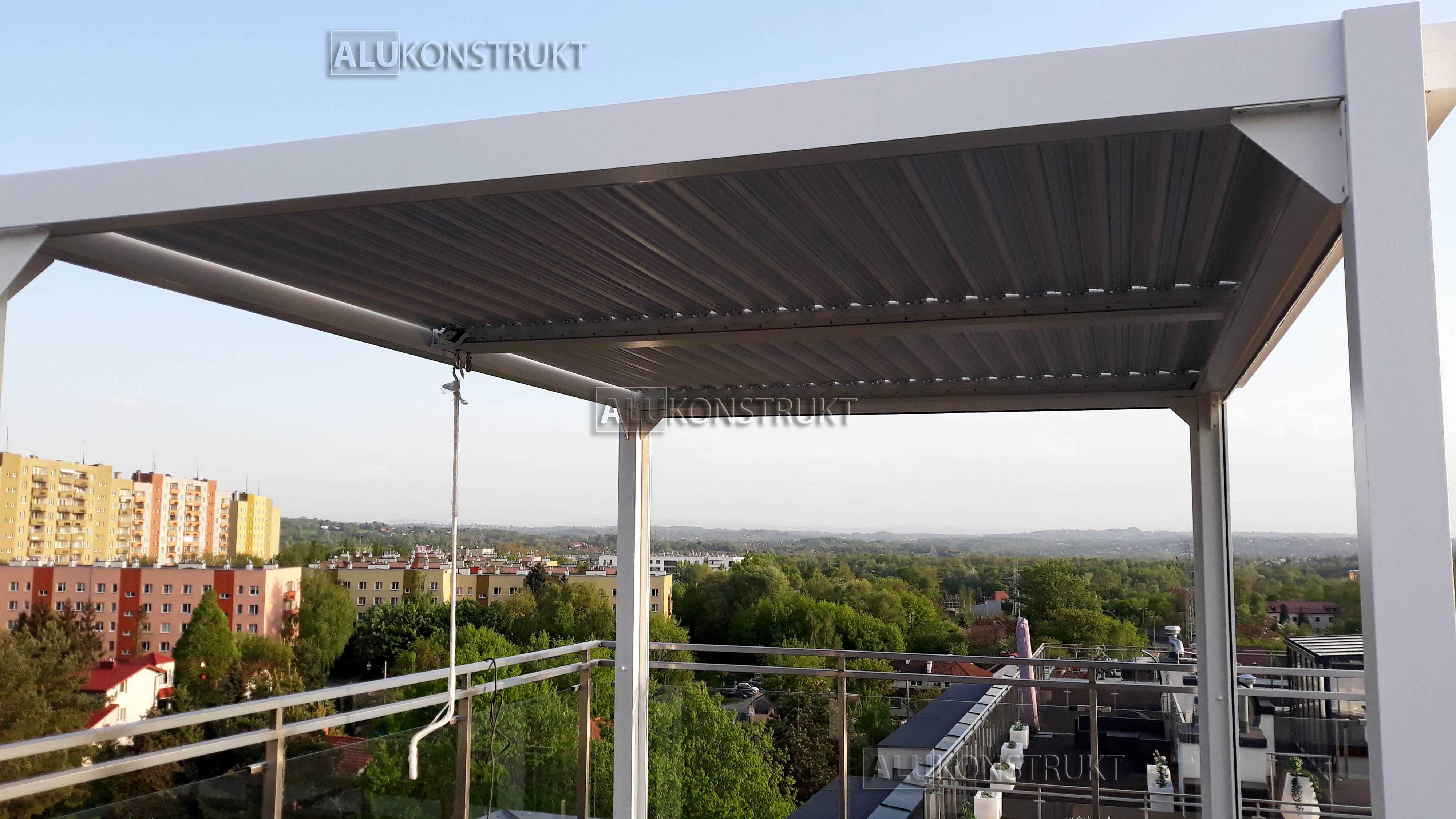 Pergola BIO-FIT 400x300 Biała z LED RGB Aluminiowa lamelowa