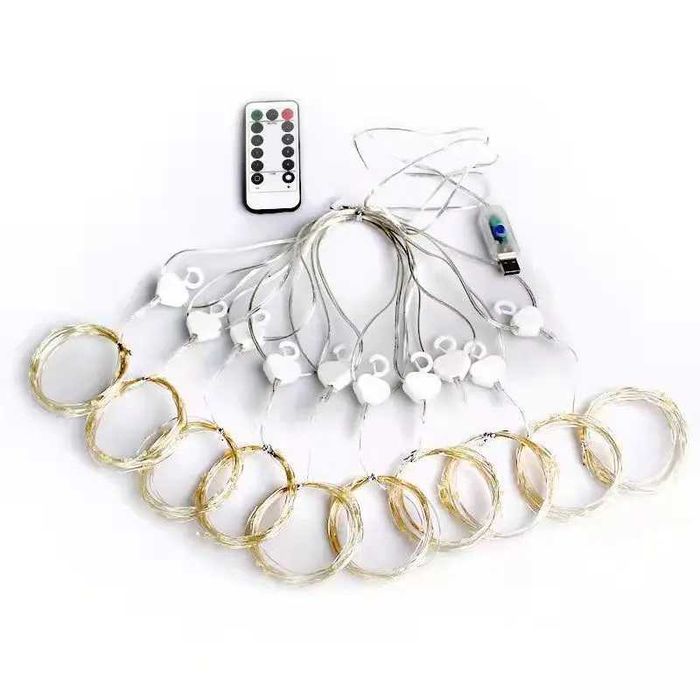 Світлодіодна гірлянда на штору теплий білий RGB 3*3 м з гачками оптом