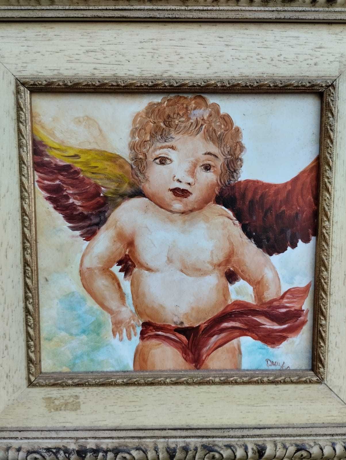 Quadro, Pintura sob Azulejo de um Anjo