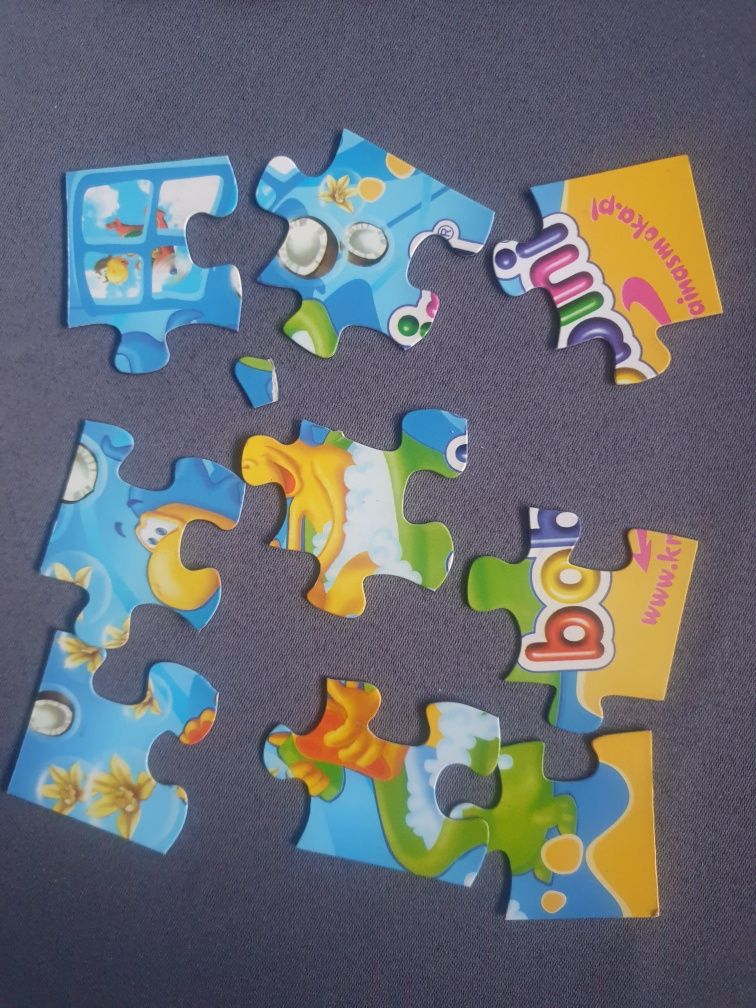 Zestaw 3 x puzzle dla dzieci ninja turtle dinozaury i magnetyczne