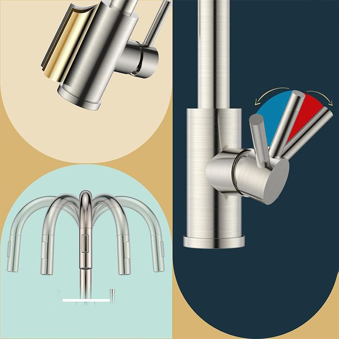 Kran kuchenny z wyciągną wylewką bateria jednouchwytowa