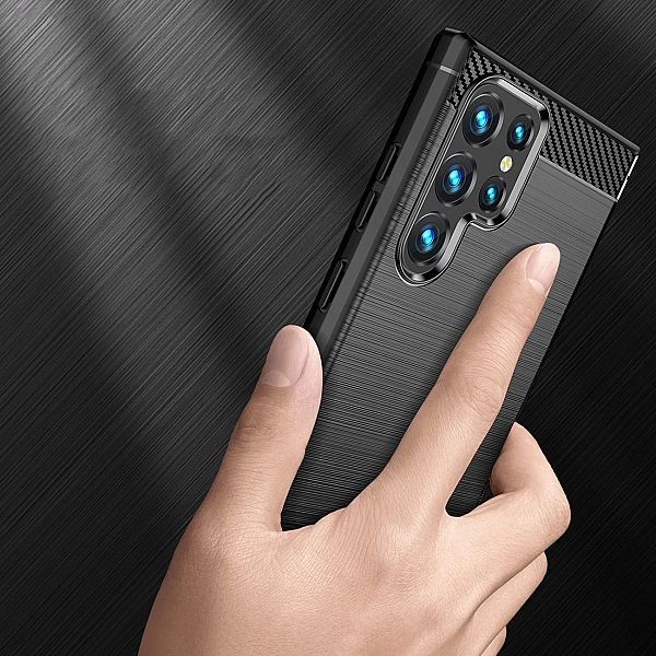 Carbon Case etui Samsung Galaxy S23 Ultra elastyczny silikonowy karbon