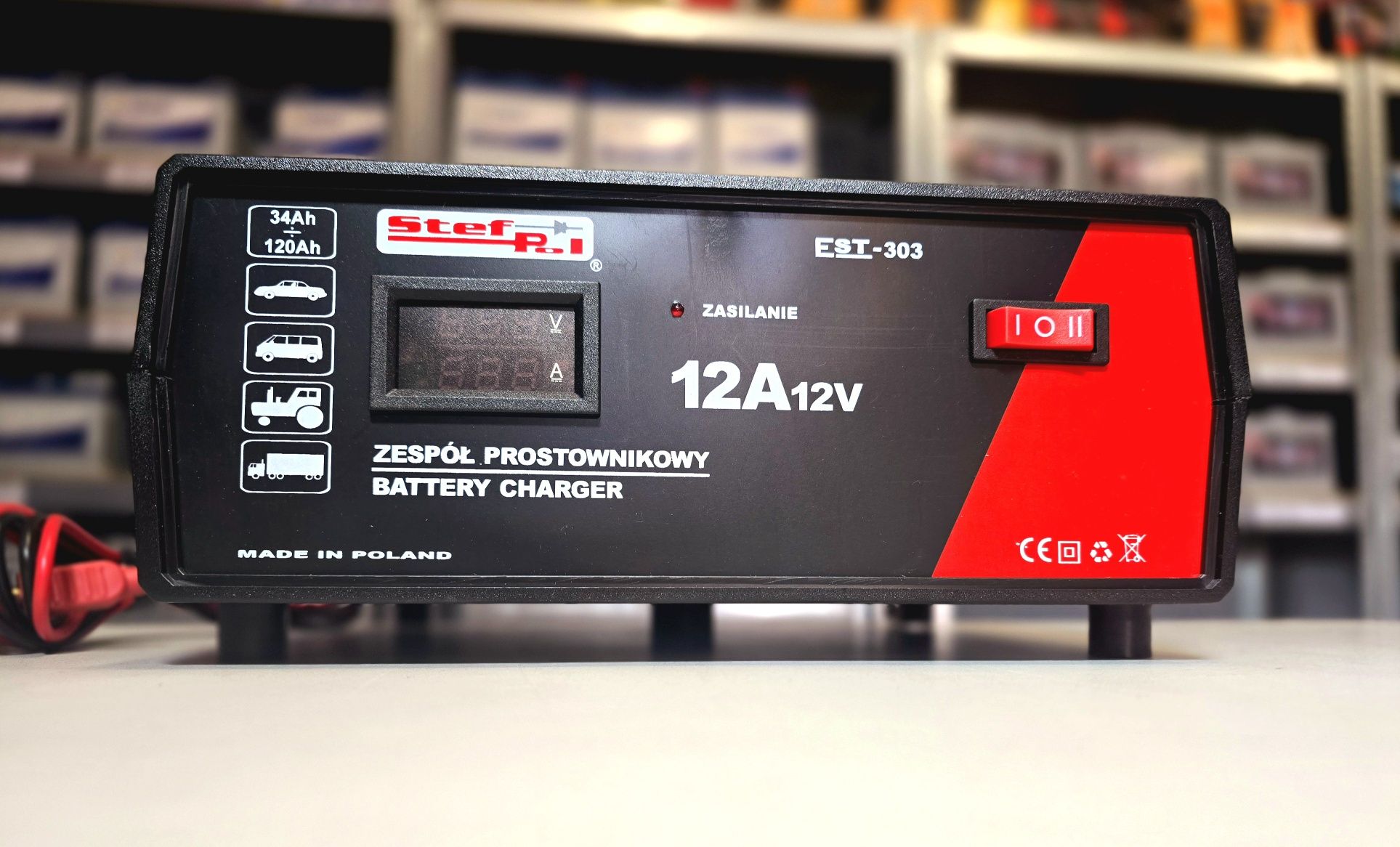 NOWY Prostownik Ładowarka Stef-pol EST-303 12V 12A kwas
