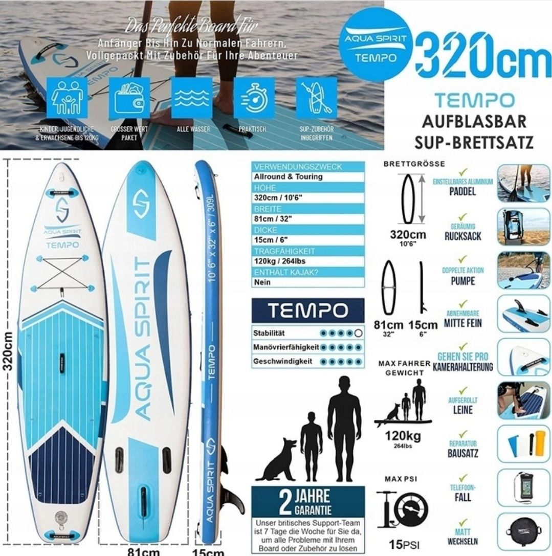 Deska SUP Aquaspirit SUP Tempo 320 cm