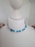 Naszyjnik handmade choker z naturalnych kamieni amazonit turkus akwama