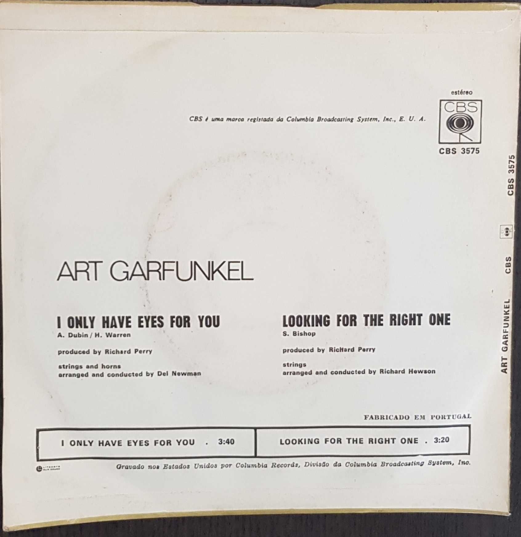 Vinil Single - Art Garfunkel - I Only Have Eyes For You