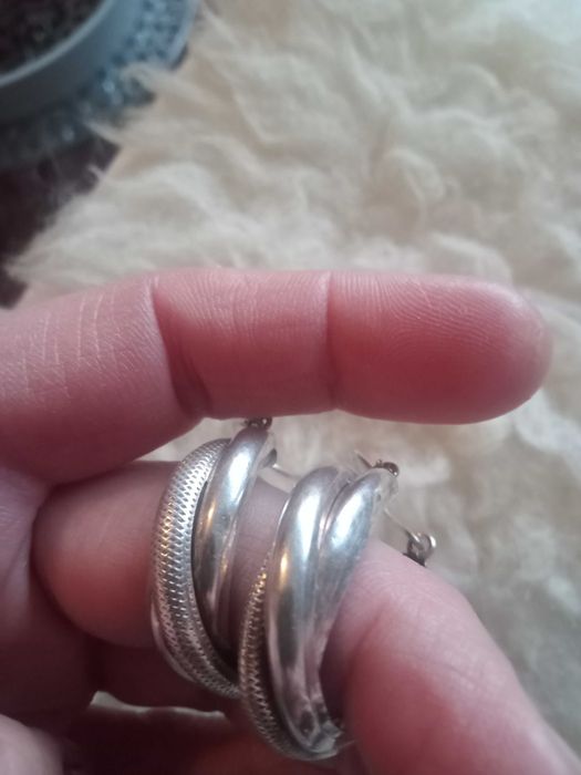 Duże modne, kręcone koła podwójne kolczyki próby 925