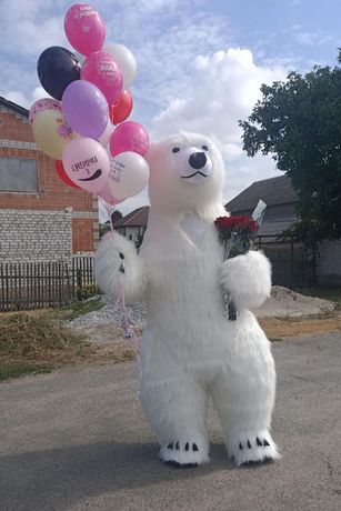 Большой Медведь Аниматор Мишка Белый поздравление на праздик Big Умка
