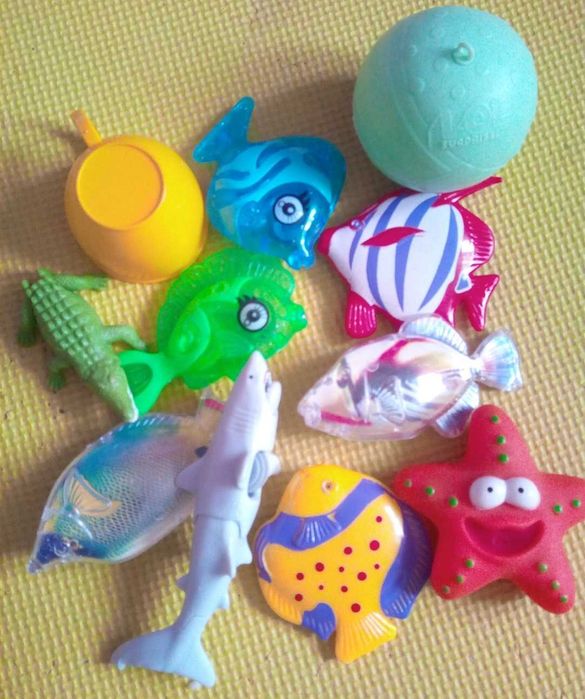 игрушки для ванной воды моря лето - рыбки морские звезды
