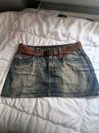 Винтажная джинсовая юбка в стиле y2k с кожаным ремнем, в идеале, р. М