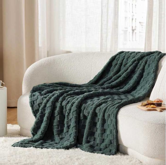 BEDSURE Przytulny koc 150 x 200 miękki ciepły w kratkę