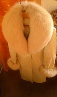 Кожаный утеплённый женский плащ-пальто Tavena