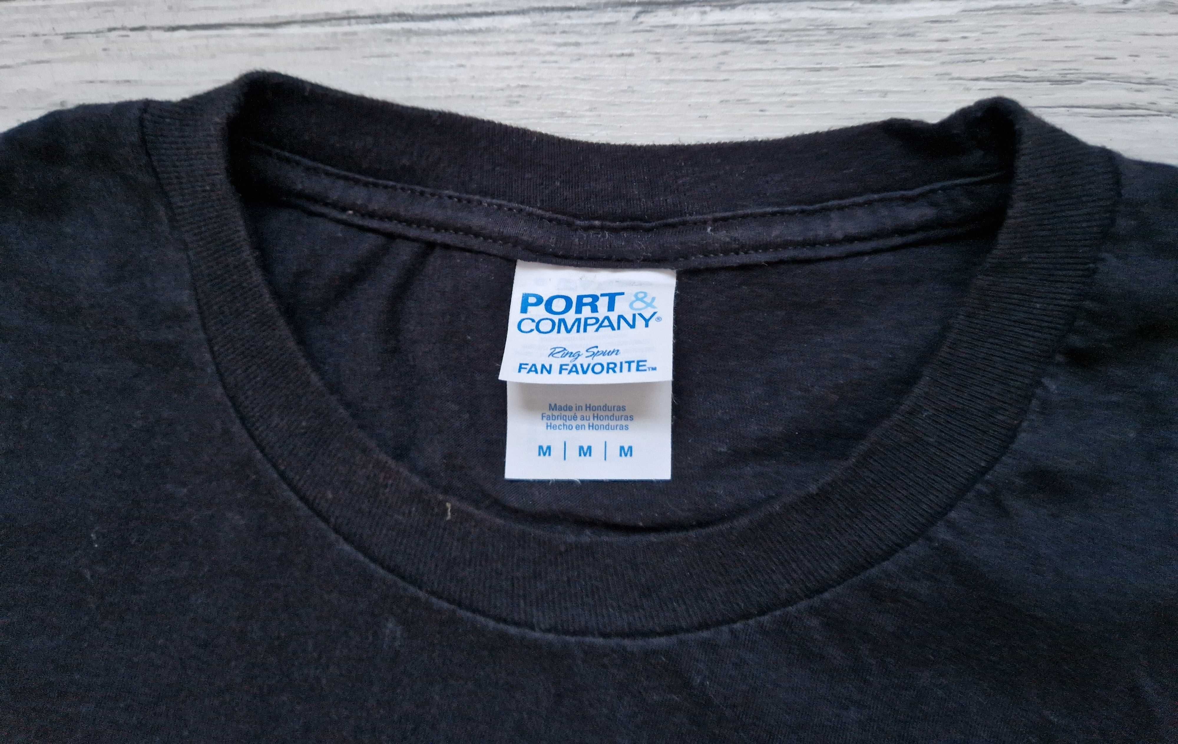 T-shirt męski czarny Port & Company M jak Nowy modny print