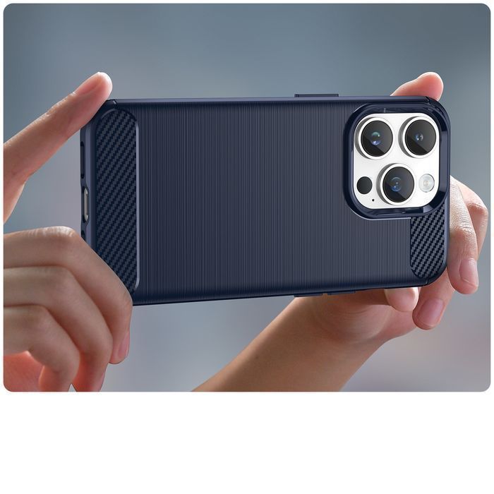 Pokrowiec Carbon Case do iPhone 14 Pro Max - Niebieski