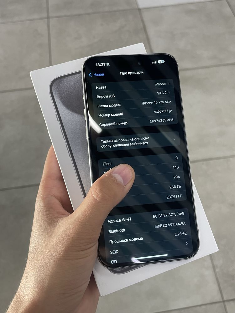 Iphone 15 pro max 256 white titanium