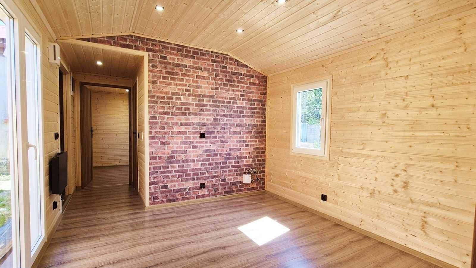 Dom modułowy Śnieżka 35m, Wełna Styropian Tynk, Podłogówka Rekuperacja