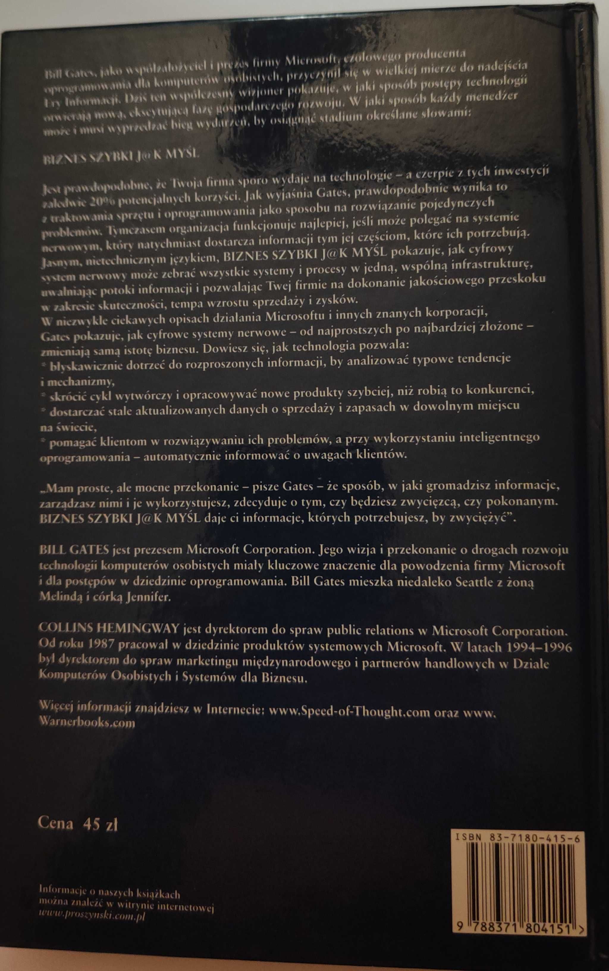 Bill Gates "Biznes Szybki Jak Myśl" W-wa 1999