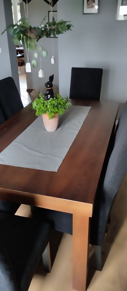 Stół drewniany masywny, gruby blat 100x180 kolor orzech stały nierozkł