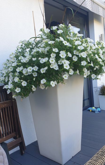 Wysoka biała donica led 110x50