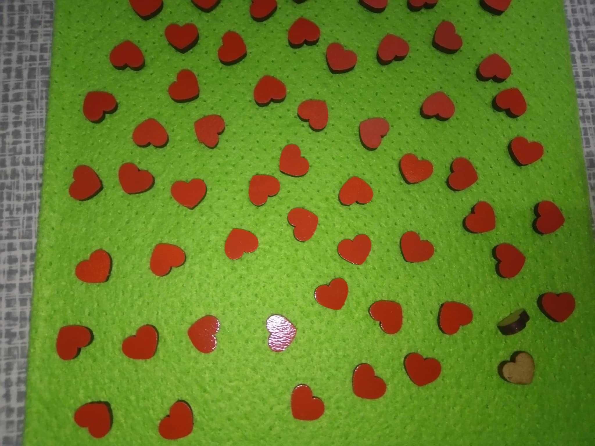 Serce serca mini ozdoba drewniane decoupage dekoracja czerwone 200szt