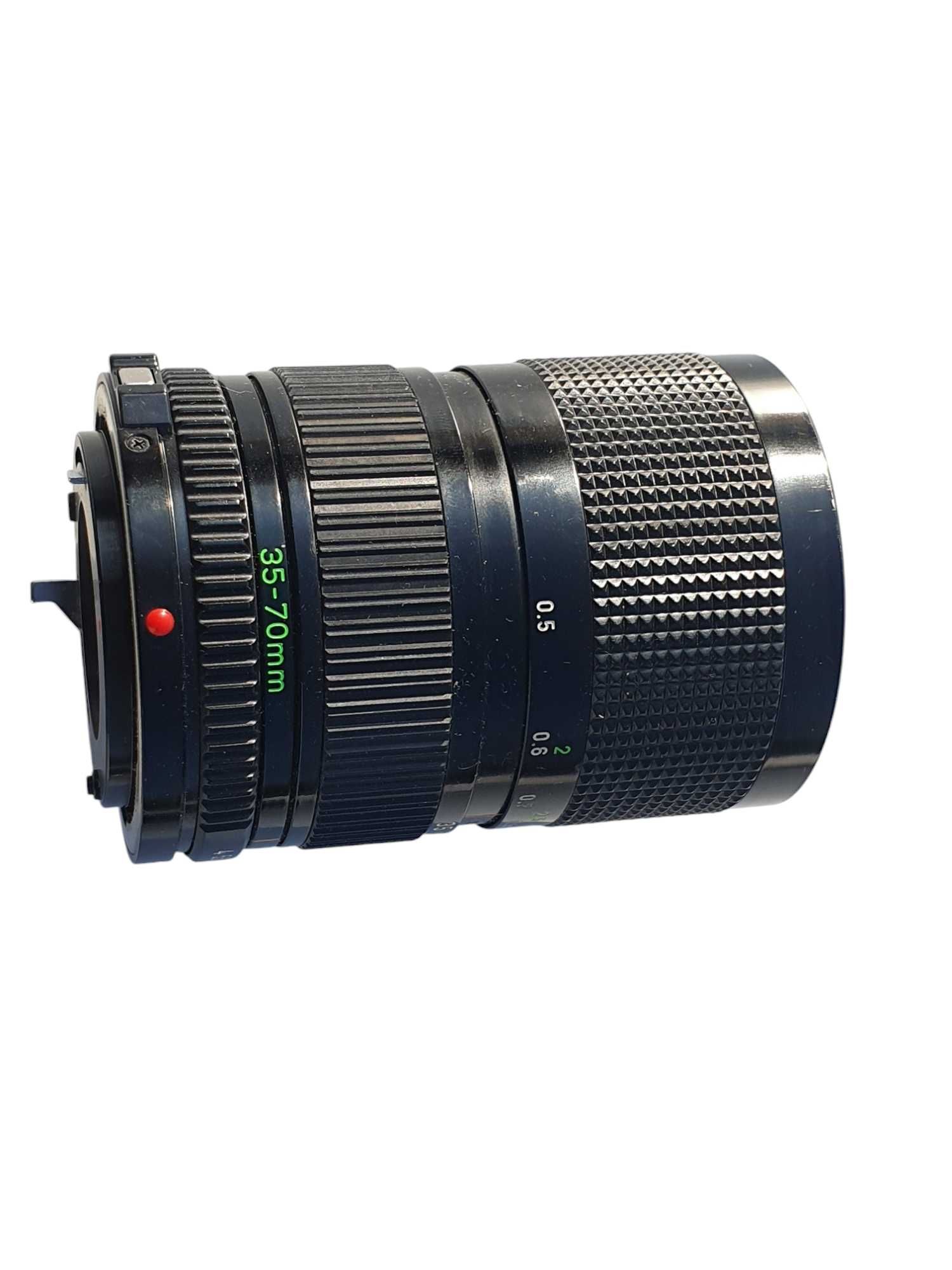 Stary obiektyw Canon Zoom Lens FD 35-70mm f/4 wraz z filtrem BEWETAR