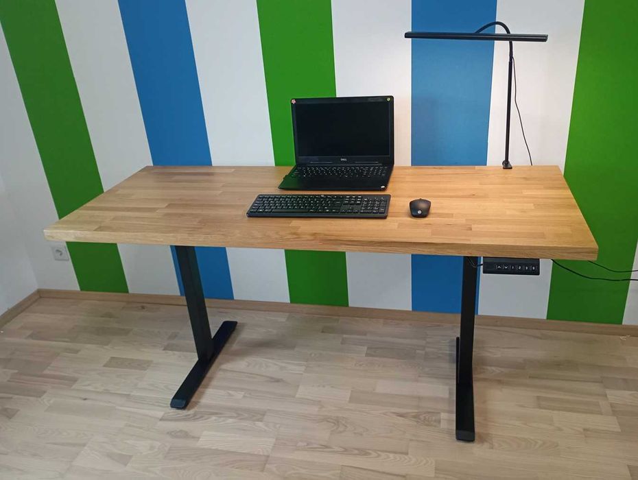 Biurko dębowe, nowe, elektryczne stelaż regulowany