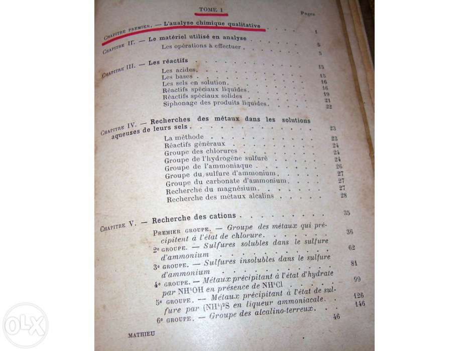 Manuel d´Analyse Chimique Qualitative et Quantitative (1934)