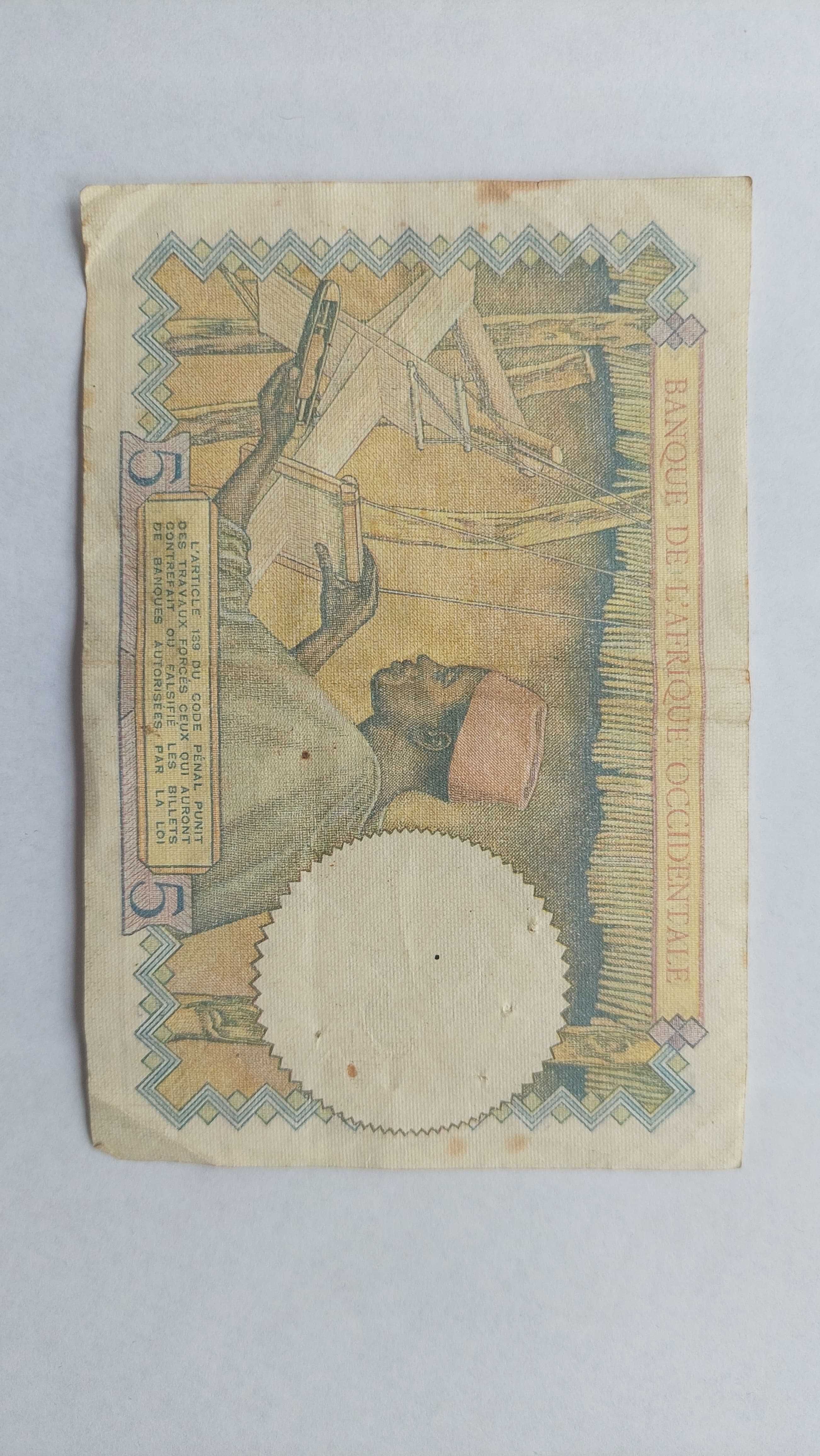 Nota 5 Francs FRENCH WEST AFRICA 1937