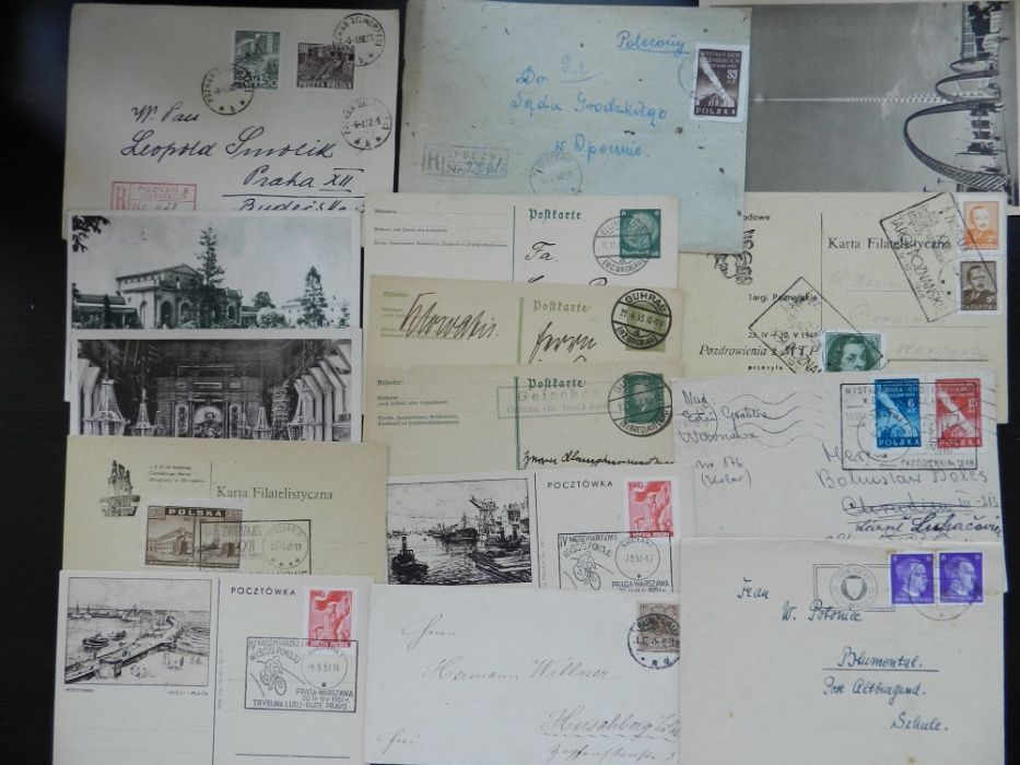 Stare polskie pocztówki i koperty ze znaczkami