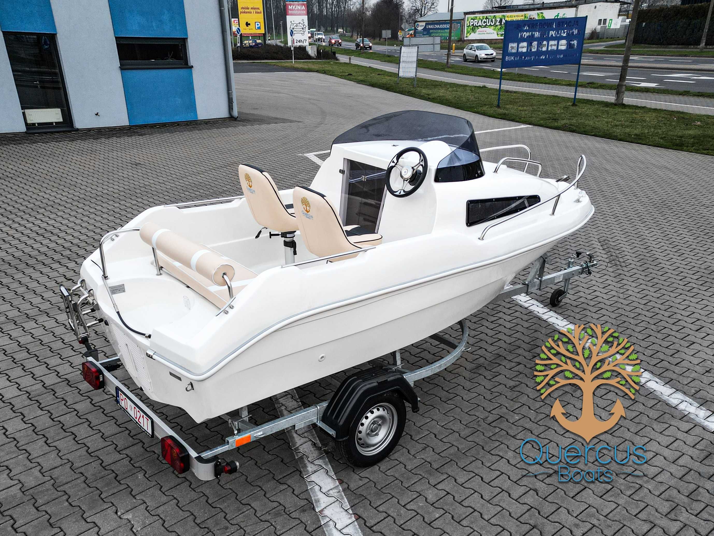 Nowa łódź motorowa Quercus 435 kabinowa motorówka rybacka jacht łódka