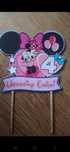 Topper urodzinowy 4 urodziny Emilki myszka minnie dekoracja na tort