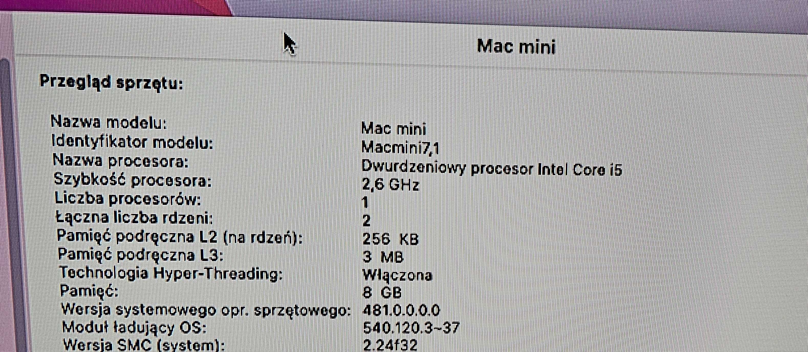 MAC Mini 7.1 a1347 1TB-HDD/i5-2.6GHz/8GB/Iris