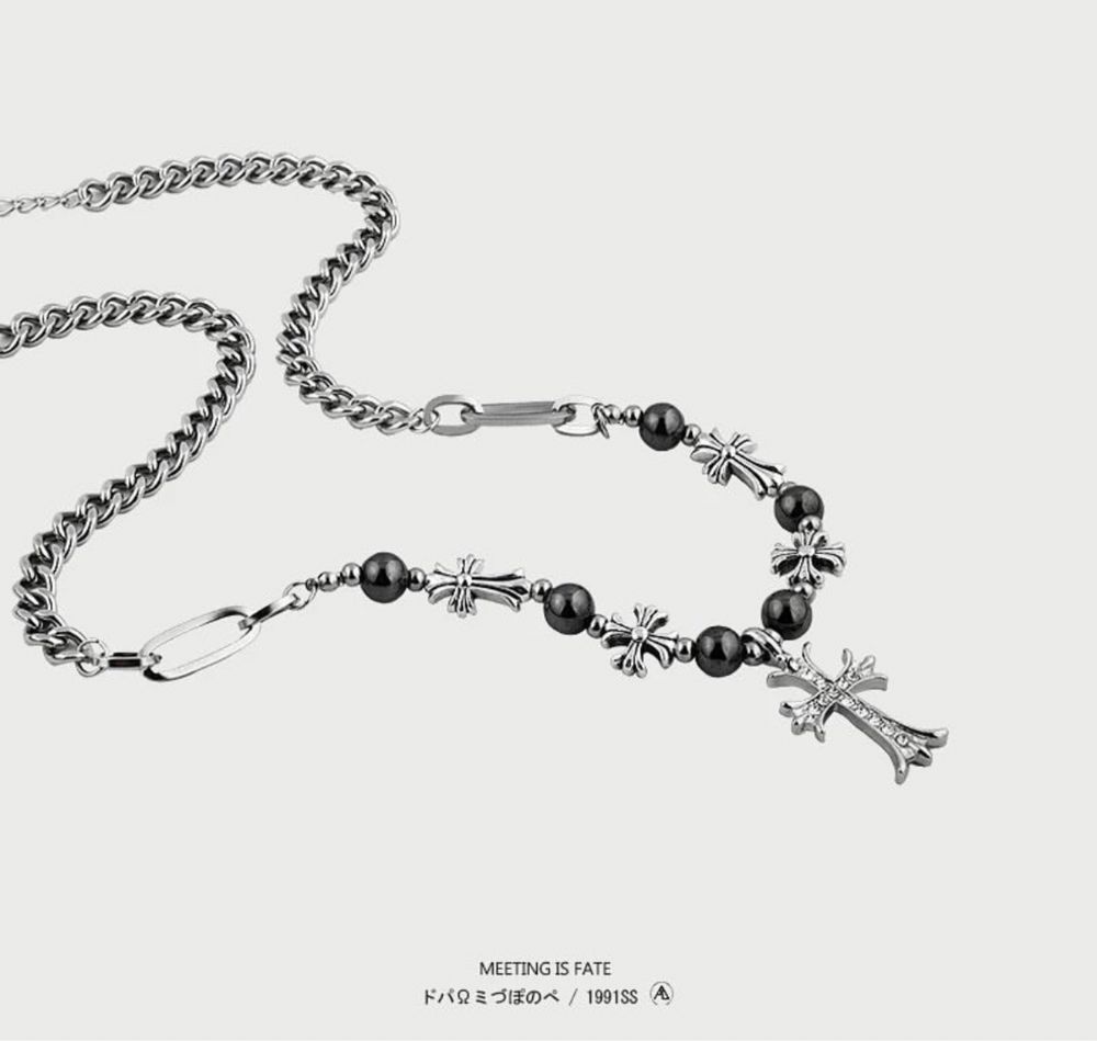 Ожерелье унисекс с крестом в стиле chrome hearts y2k готика