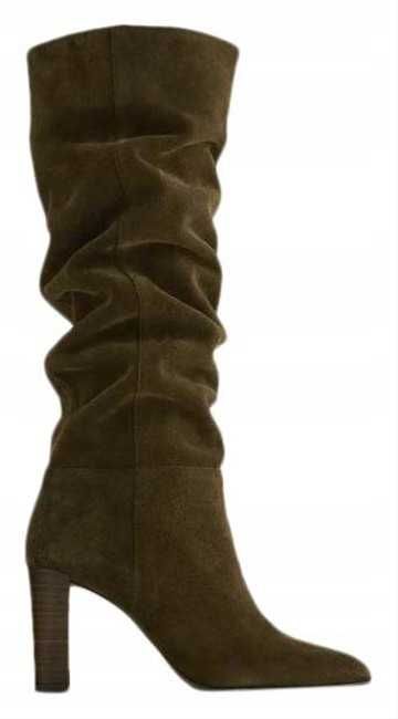 ZARA Luksusowe KOZAKI skórzane z dwoiny 39