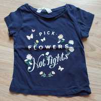24->  t-shirt koszulka bluzka r.98/104 2-4Y H&M flowers